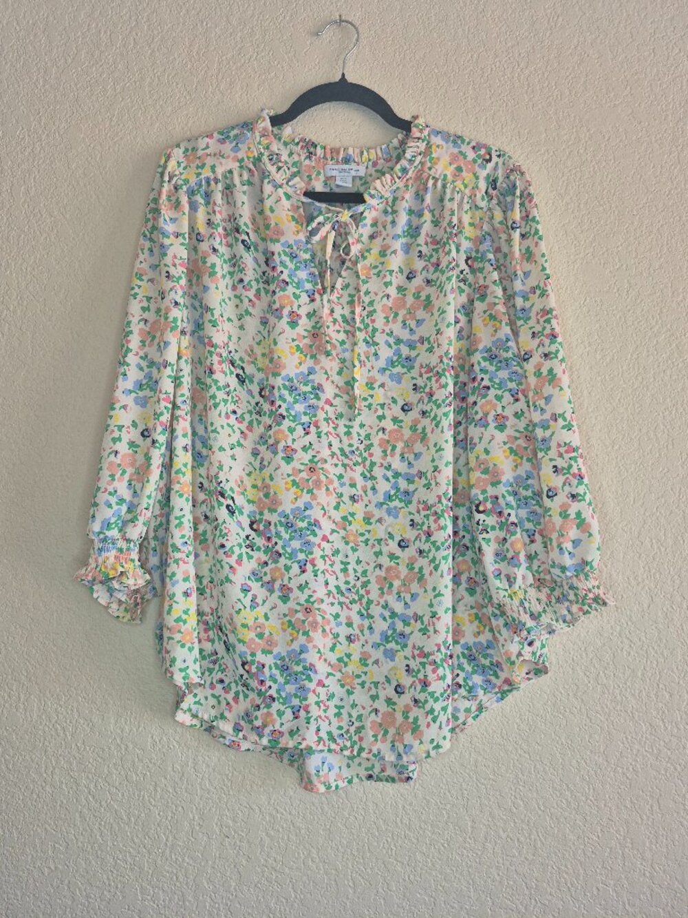 Carolina Belle Montreal Pastel Wildflower Peasant Blouse — Plus Size 1X